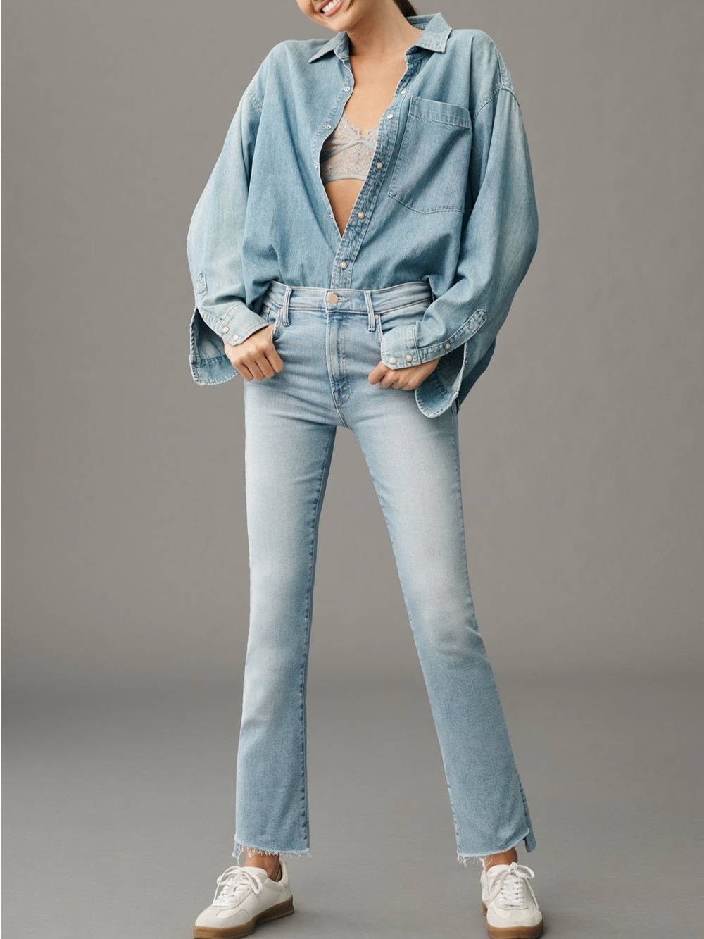 MOTHER The Insider Mid-Rise Crop Step Fray Jeans. Size 34 (Limited Edition wash)